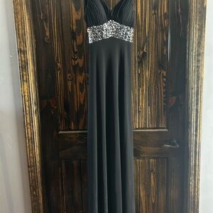 Blondie Nites Black Maxi Dress with Silver Sequin Bodice